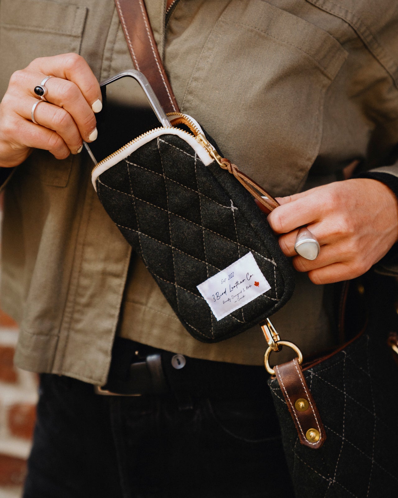 Quilted Wool Phone Bag