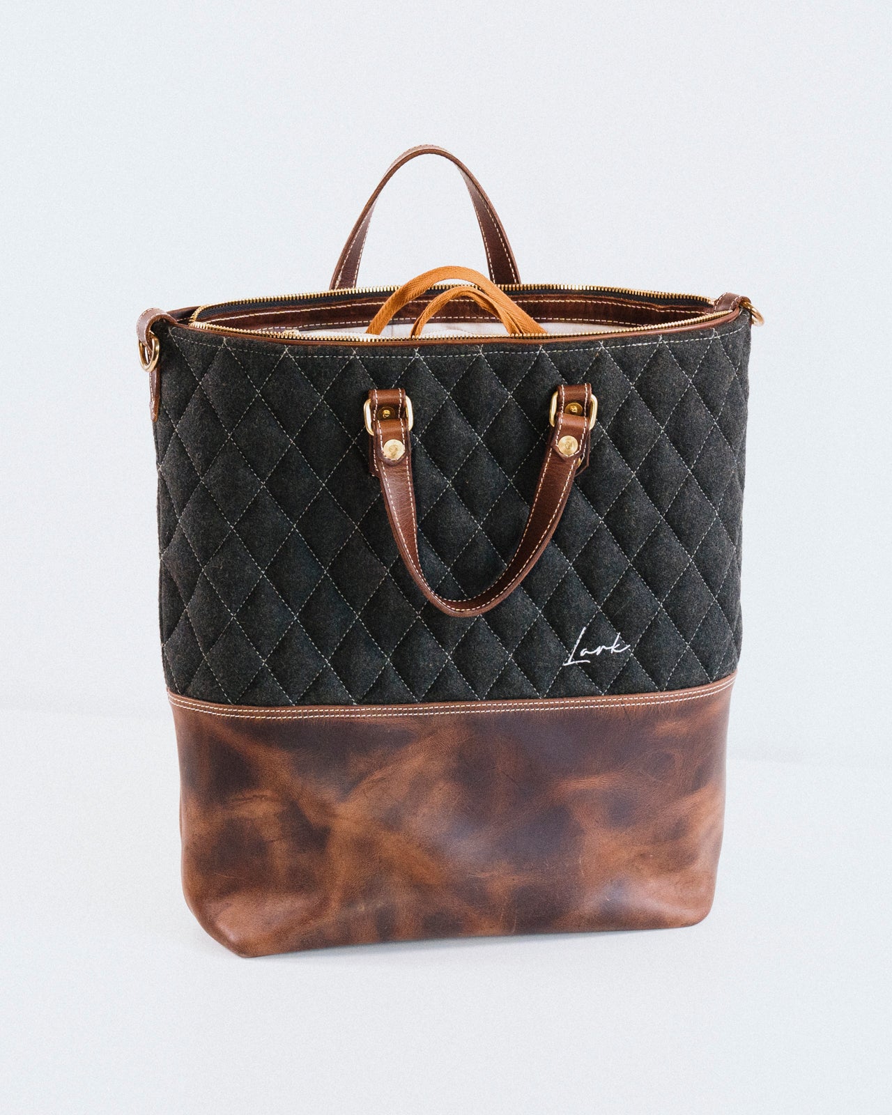 Lark Convertible Leather & Anian Mfg. Wool Backpack - GOLDEN HOUR