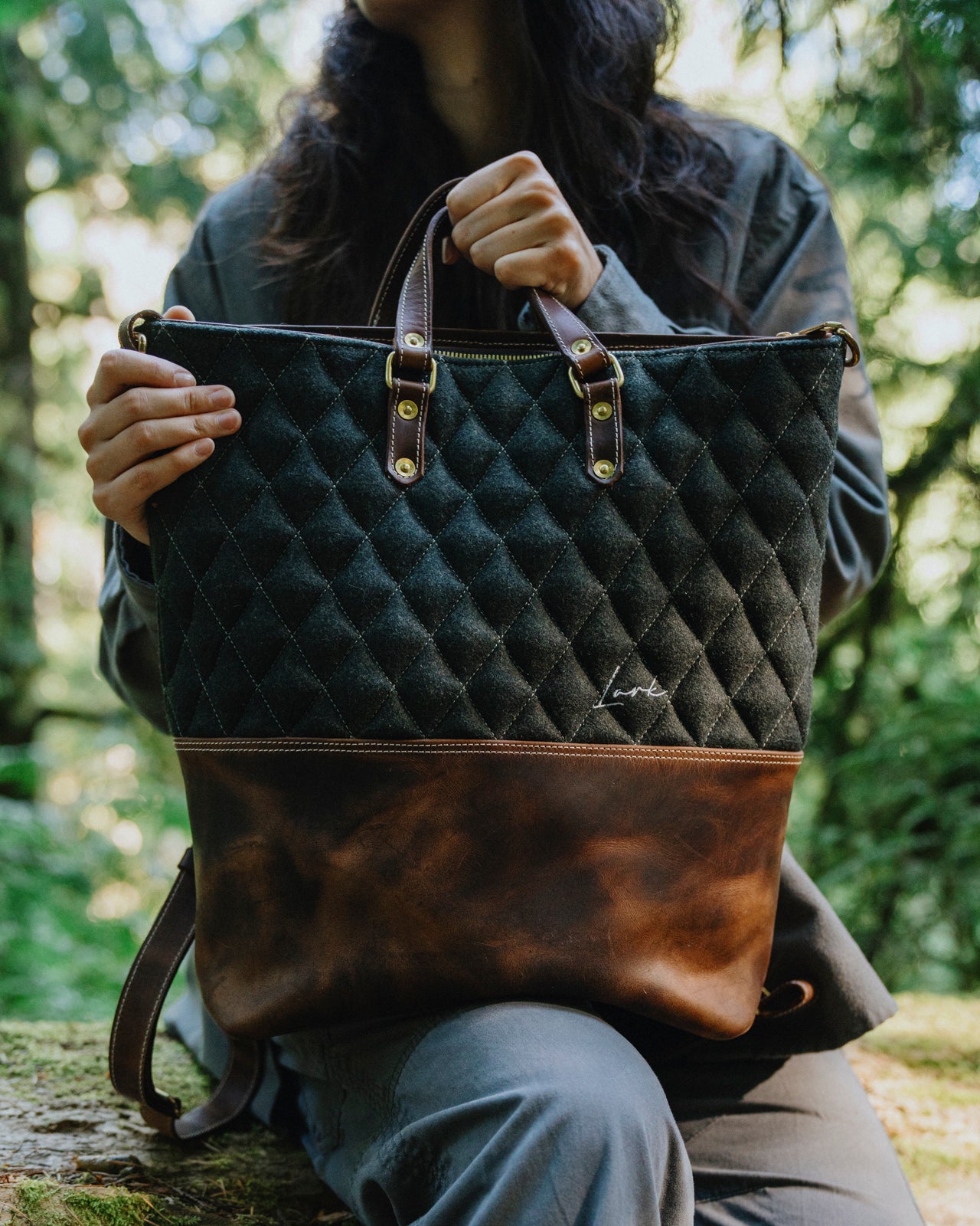 Lark Convertible Leather & Anian Mfg. Wool Backpack - GOLDEN HOUR