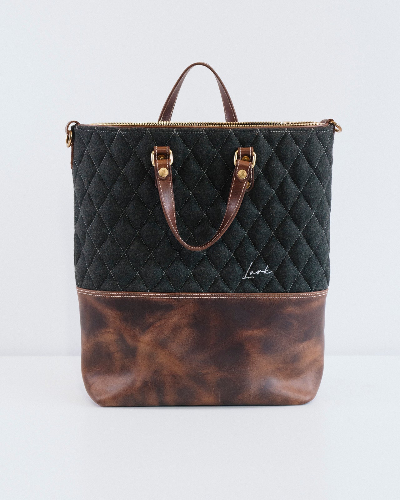 Lark Convertible Leather & Anian Mfg. Wool Backpack - GOLDEN HOUR