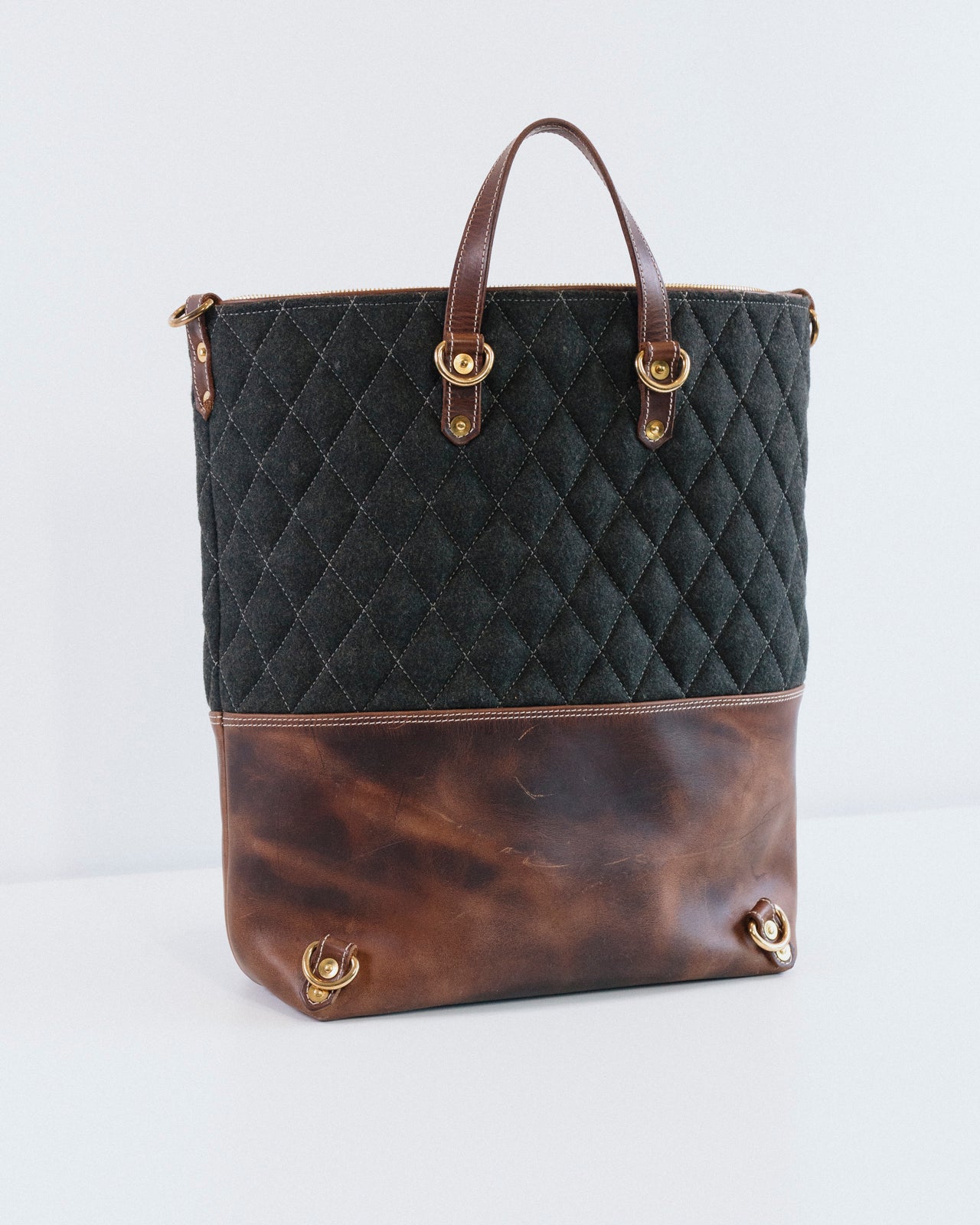 Lark Convertible Leather & Anian Mfg. Wool Backpack - GOLDEN HOUR