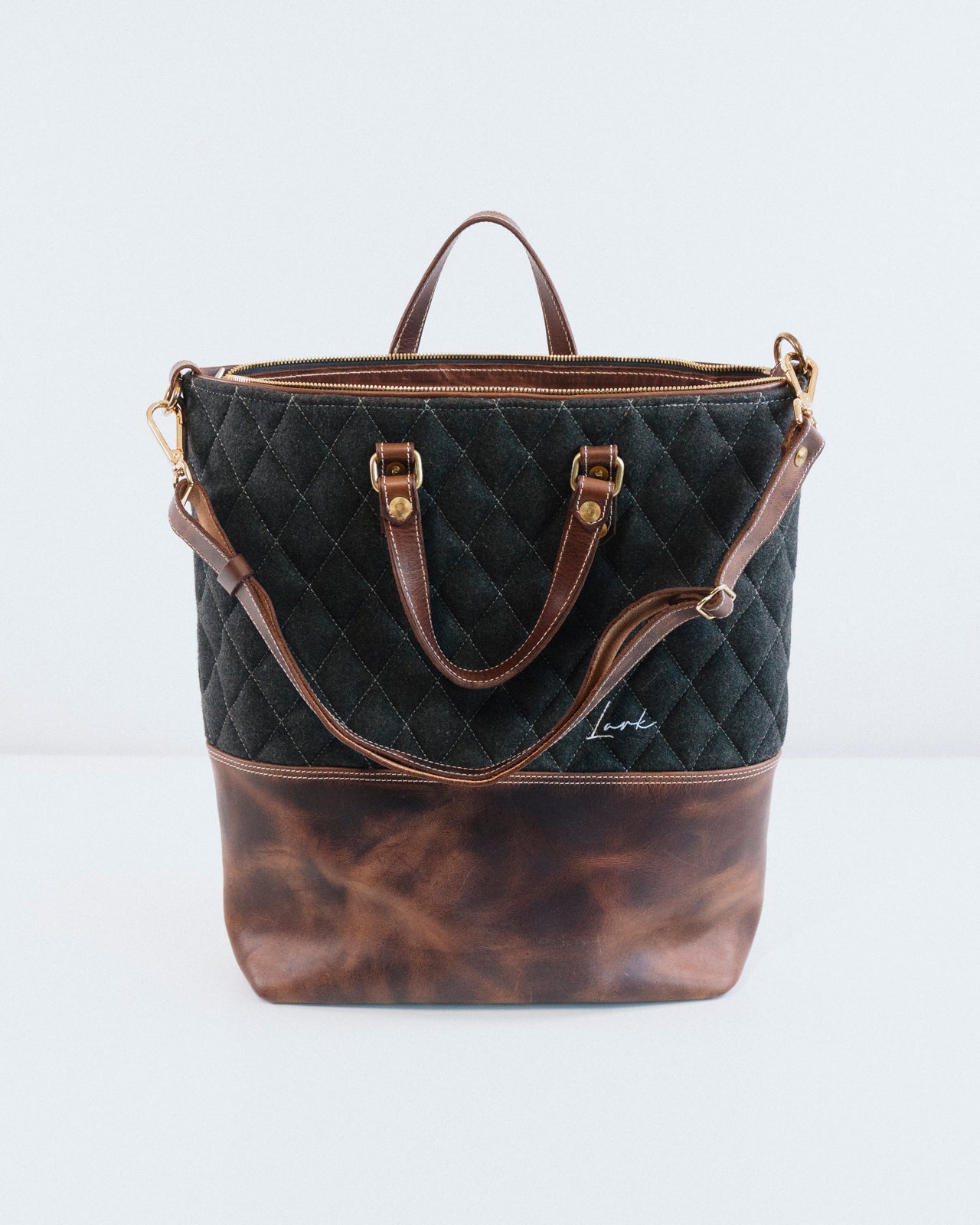 Lark Convertible Leather & Anian Mfg. Wool Backpack - GOLDEN HOUR