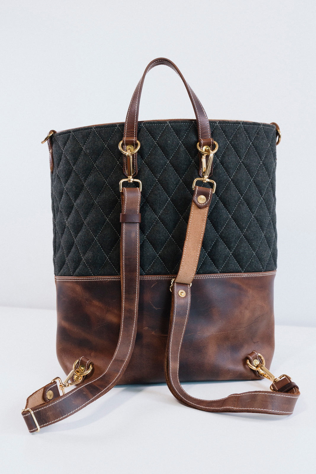 Lark Convertible Leather & Anian Mfg. Wool Backpack - GOLDEN HOUR
