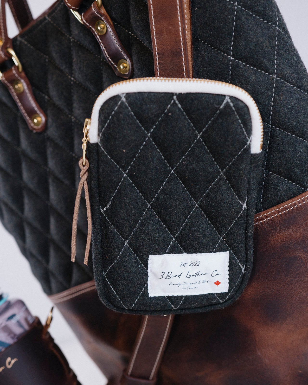 Quilted Wool Phone Bag